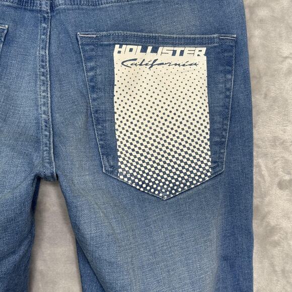 Hollister Jeans Mens 32x30 Blue Advanced Stretch Stacked Skinny Distressed - Picture 5 of 14